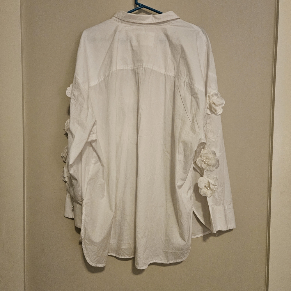 Maeve White Floral Button Down Shirt - Picture 7 of 8